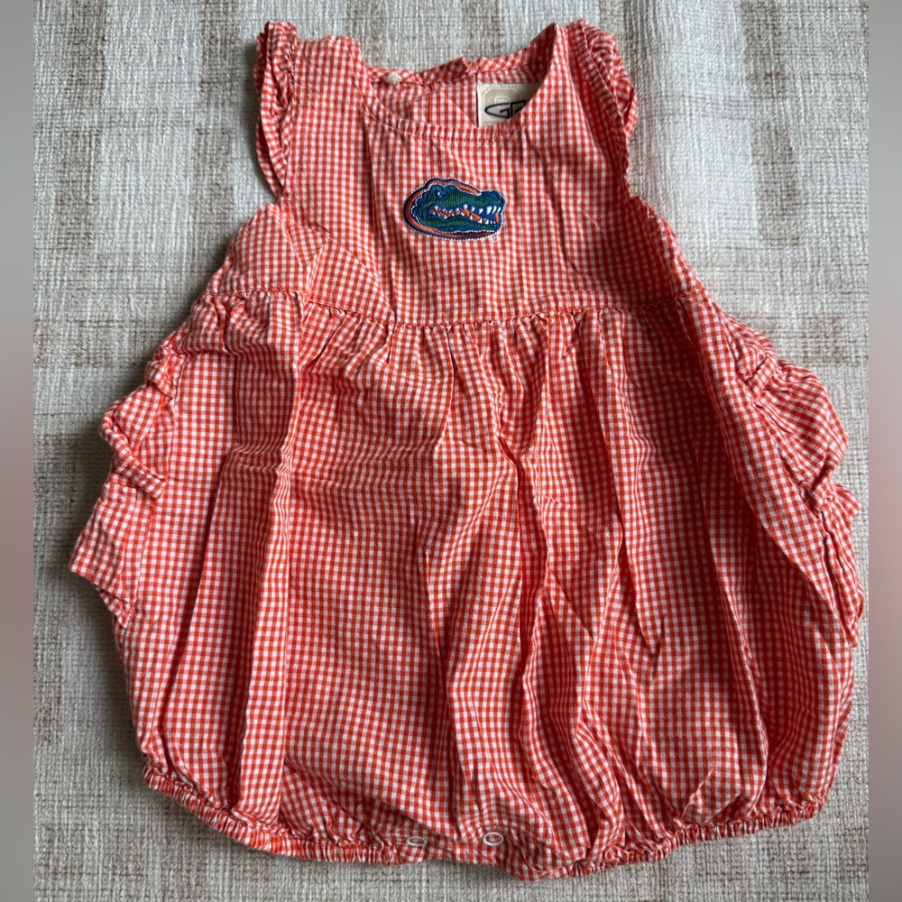 Florida Gators Orange Gingham Bubble Romper